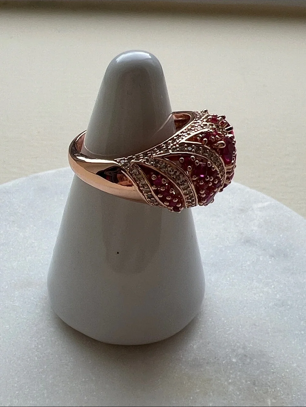 bp Gold-Tone Pink Crystal Braided Ring